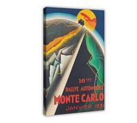 QOTOPGPG Rallye Automobile Monte Carlo, poster vintage su tela, decorazione artistica da parete per soggiorno e camera da letto, 40 x 60 cm