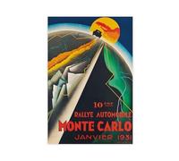 QOTOPGPG Rallye Automobile Monte Carlo, poster vintage su tela, decorazione artistica da parete per soggiorno e camera da letto, 30 x 45 cm