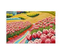 QOTOPGPG Stampa artistica da parete con tulipani olandesi, stampa artistica da parete con zoccoli e mulini a vento in legno, decorazione artistica da parete per soggiorno e camera da letto, 20 x 30 cm