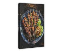 QOTOPGPG Stampa artistica su tela con satay thailandese, decorazione per camera da letto, ufficio, camera da letto, regalo, 60 x 90 cm