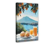 QOTOPGPG Stampa artistica su tela, motivo: Napoli, decorazione per camera da letto, ufficio, camera da letto, regalo, 60 x 90 cm