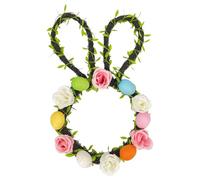 Qoukonao Ghirlande primaverili per la decorazione della porta d'ingresso, decorazione artificiale per la casa di campagna, ghirlanda pasquale con uova e orecchie di coniglio, per casa, interni