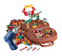 Qoukonao Play Toolbox with Drill | 203 pezzi per bambini Trapano avvitatore giocattolo | Set di giocattoli educativi per bambini dopo la scuola di compleanno festa all'aperto viaggio famiglia
