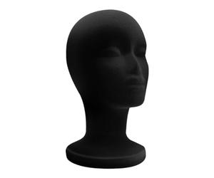 Qoukonao Testa Per Parrucche - Testina Espositore Parrucche in Schiuma Rivestita Velluto Nero - Modello Espositivo per Accessori Capelli Occhiali Cappelli Gioielli Cosmesi Bellezza