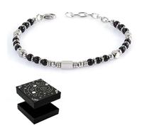 QOWIJEX 1 Pezzo Bracciale 4MM Uomo Donna, Bracciale in Pietra Acciaio Inossidabile e Ossidiana,Bracciale in Acciaio Inossidabile per Uomo, Regalo Uomo