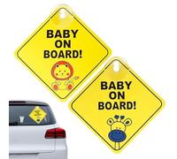 QOWIJEX 2 Pezzi Segnali di Avvertimento per Auto con Scritta "Baby on Board", 12 x 12 cm, con Ventosa, Adesivo per Finestrino dell'auto, Riutilizzabile, Durevole, Adesivo per Bambino a Bordo