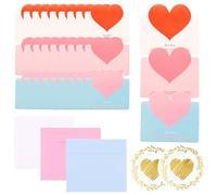 QOWIJEX 30 Pezzi Buste in Carta con Biglietti, Biglietto d'auguri con Busta, Mini Buste＋30 Fogli Carta Auguri con Cuore(Love)