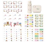 QOWUXHZ 10 Etichette adesive personalizzate scuola, Etichette per nome con animali carini, Multi-design adesivo per penne, tazze, vestiti, identificazione scolastica