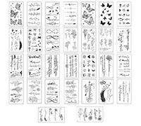 QOWUXHZ 30 Pezzi Tatuaggi Temporanei Neri, Design Minimalisti ed Eleganti per Dita e Mani, Stile Instagrammabile, Piccoli Tatuaggi Effetto Reale per Feste, Estate, Spiaggia e Uso Quotidiano