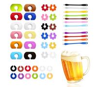 QOWUXHZ 48 Pcs Segna Bicchieri Acqua Segnabicchieri Silicone Segna Bicchieri Calici Identificatore Del Bicchiere Di Vino Riutilizzabili Segnabicchieri Per Varie Tazze Forniture Per Decorazioni 4 Stili