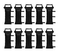 QOXEZY 10 sacchi di sabbia resistenti per tettoie e ombrelloni da terrazza, 45 x 30 cm, in tessuto di poliestere, cinghie di fissaggio, riutilizzabili, resistenti al vento (1000D nero)