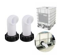 QOXEZY Accessorio per serbatoio dell'acqua piovana da giardino: beccuccio di uscita esterna con valvola IBC con curva a 90° per contenitori IBC, barili per pioggia e serbatoi di acqua potabile, PP