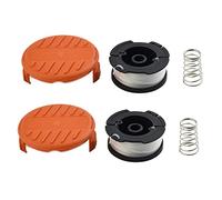 QOXEZY Bobina e filo con tappo a molla per tagliabordi per Black & Decker BST2018 BDST182ST1 BESTE625 pezzo di ricambio, tappo bobina di ricambio, 2 bobine di linea+2 x copertura linea trimmer.