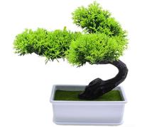 QOXEZY Bonsai artificiale di pino artificiale, 17 cm, pianta realistica, albero in miniatura, per casa, ufficio, decorazione da tavolo, mensola, per interni, finta vegetazione, facile da montare (pino
