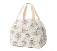 QOXEZY Borsa termica per il pranzo in cotone, per lavoro e viaggi, leggera e portatile con interni spaziosi, tessuto per mantenere la temperatura degli alimenti per professionisti (motivo floreale