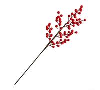 QOXEZY Bouquet artificiale di bacche rosse in stile con agrifoglio e frutta della fortuna per Capodanno stagionale decorazione interna soggiorno (6 rebbi 60 cm)