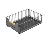 QOXEZY Cestello estraibile per armadio da cucina, ripiano estraibile, con binario di guida e lati rialzati per la sicurezza degli oggetti, per armadietto, cucina, bagno (nero)