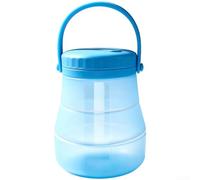 QOXEZY Contenitore per alimenti pieghevole in silicone con manico, design a pressione, pieghevole, ampia apertura, per acqua, attività all'aperto, viaggi (1600 ml blu)