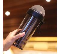 QOXEZY Contenitore per bevande da 420 ml con doppie aperture per un comodo sorso, per corpo in PC BPA con esterno in morbido silicone, per copertura antipolvere con strato diviso (nero)