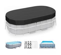 QOXEZY Copertura per piscina solare rettangolare 420D con rivestimento resistente alle intemperie, adatta per piscine fuori terra da 2,7 x 3,5 m x 4,5 m, inclusi modelli gonfiabili e ovali con telaio