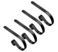 QOXEZY Ganci neri per calze di Natale, confezione da 4 pezzi, eleganti e neri, realizzati in metallo, sicuri ed estetici, adatti per le operazioni quotidiane con una semplice manutenzione