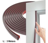 QOXEZY Guarnizione per porta, a forma di D, paraspifferi per porte e finestre, lunghezza 3 m, distanza tra 2,5 e 5,5 mm, materiale PVC, nero/marrone/bianco