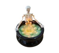 QOXEZY Halloween scheletro calderone nero plastica spettrale ornamento da | Questo ornamento da tavolo spettrale presenta uno scheletro dettagliato e cera verde a bolle per creare un divertente