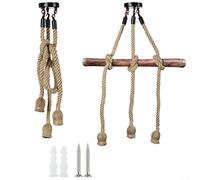 QOXEZY Lampadario a sospensione in corda di canapa, stile industriale, retrò, con 3 luci LED, stile retrò, senza luce, per sala da pranzo e soggiorno
