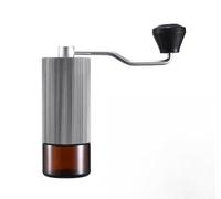 QOXEZY Macinacaffè manuale in acciaio inox con manovella ergonomica e secchio trasparente per una valutazione diretta del grado di macinazione (grigio)