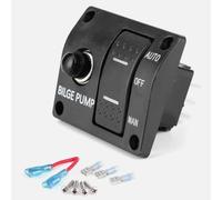 QOXEZY Pannello di controllo di sentina manuale a 3 vie con modalità automatica, spento, manuale e interruttore automatico da 15 A integrato per pompe di sentina per barche marine da 12 V 24 V, nero