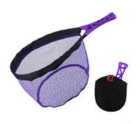 QOXEZY Reti da pesca a mosca pieghevoli con anello in rete metallica a rimbalzo rapido e manico cavo antiscivolo, design leggero per uso con una mano e viaggi (grande viola)