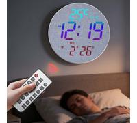 QOXEZY RGB Orologio da parete con sensore di luce e calendario | Questo orologio digitale regola automaticamente la luminosità e presenta colori RGB personalizzabili chiara visibilità giorno