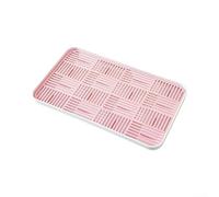 QOXEZY Scolapiatti in plastica, struttura a doppio strato staccabile, facciata drenante scanalata, materiale plastico solido, forma rettangolare salvaspazio per uso domestico (rosa)