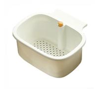QOXEZY Scolapiatti sospeso per lavello della cucina, struttura a maglia fine per gestire i detriti e il flusso di cibo, design salvaspazio per installazione a parete, efficiente (bianco)