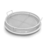 QOXEZY Set di cestini rotondi per barbecue e vassoio in acciaio inox, per barbecue e picnic in giardino, accessorio per barbecue durevole e facile da pulire, 33 x 30 x 8 cm (bianco)