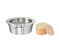 QOXEZY Set di filtri da caffè in acciaio inox per macchine LAV Mio, include capsula tazza, manomissione e carta da filtro, kit completo riutilizzabile (A)