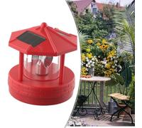 QOXEZY Statua a energia solare a forma di faro rotante per giardino e cortile, resistente alle intemperie, per esterni, altezza 11 cm, doppio pannello di ricarica, illuminazione bianca (rosso)