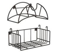 QOXEZY Supporto per tubo da giardino in metallo con cestino portaoggetti integrato - Alternativa resistente all'avvolgitubo da esterno per cortile, giardino e patio