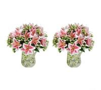 QOXEZY Tessuto finto per fiori di giglio, lunghezza 33 cm, per la | Petali di seta realistici, vivaci opzioni di 4 colori, 33 cm di altezza per stelo, perfetti per decorare il tavolo da pranzo
