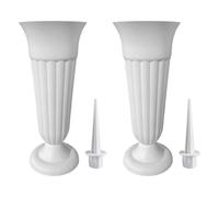 QOXEZY Vaso per tomba in plastica Set all'aperto Memorial Flower Pot | Questo set di vasi per tomba in resina include picchetti rimovibili per esporre fiori commemorativi freschi o artificiali.