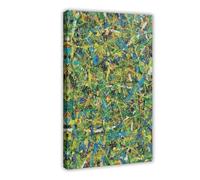 QOYVG Groene Jackson Pollock-stijl Schilderij Groene Abstracte Schilderkuns poster su tela decorazione per camera da letto paesaggio 60 x 90 cm
