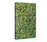 QOYVG Groene Jackson Pollock-stijl Schilderij Groene Abstracte Schilderkunst Groene - Poster da parete su tela, decorazione artistica da parete, 60 x 90 cm