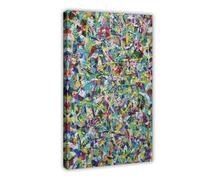 QOYVG Groene Jackson Pollock-stijl Schilderij Groene Abstracte Schilderkunst poster su tela decorazione per camera da letto paesaggio 60 x 90 cm