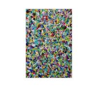 QOYVG Stampa artistica da parete su tela, motivo: Groene Jackson Pollock-stijl Schilderij Groene Abstracte Schilderkunst, 30 x 45 cm