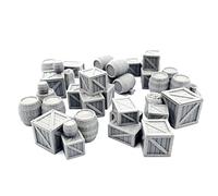 QP3D - Casse e barili Scatter Terrain - Fantasy Baule in Legno Merchant Goods per scenari da Tavolo e Giochi di Ruolo in Miniatura da 28-32 mm Wargame Puntelli DND D&D