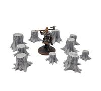 QP3D - Set di 10 tronchi d'albero - Scatter Terrain, Fantasy Scenery per tavolo e RPG 28-32 mm miniature Wargames, oggetti di scena DnD D & D, stampati e verniciabili in 3D