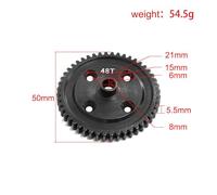 QPAJWAKS Ingranaggio differenziale Centrale in Acciaio 46T 48T E8082 for 1/7 KM Rally WRC Citron C3 RC Rally Car Upgrade Parts(48T)