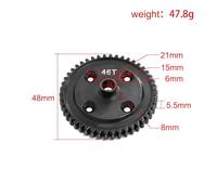 QPAJWAKS Ingranaggio differenziale Centrale in Acciaio 46T 48T E8082 for 1/7 KM Rally WRC Citron C3 RC Rally Car Upgrade Parts(46T)