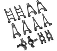 QPAJWAKS MJX Hyper Go 14303 14302 14301 Tazza sterzo in Metallo/Supporti Torre ammortizzatori/Braccio oscillante Anteriore Posteriore Superiore Basso for Parti di aggiornamento RC 1/14(Black Set 1)