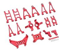 QPAJWAKS MJX Hyper Go 14303 14302 14301 Tazza sterzo in Metallo/Supporti Torre ammortizzatori/Braccio oscillante Anteriore Posteriore Superiore Basso for Parti di aggiornamento RC 1/14(Red Set 3)